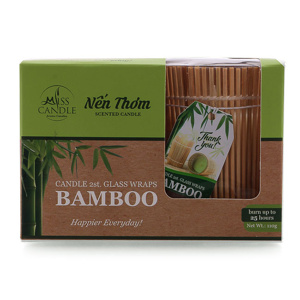 Hộp 2 ly nến thơm Bamboo quấn tre Miss Candle FtraMart MIC2301 - Trắng