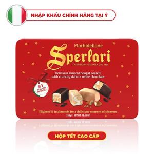 Hộp sô cô la đen và trắng nhân nougat Sperlari 350g