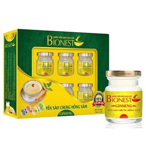 Hộp Yến sào Bionest Ginseng hồng sâm cao cấp - hộp quà tặng 6 lọ