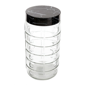 Hũ chấm tròn dập nổi nắp đen Marble Herevin 140730 - 2000ml