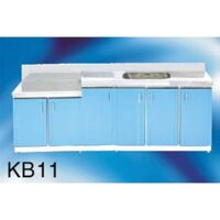 Kệ bếp cửa mica mặt Inox