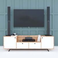 Kệ tivi phòng khách gỗ cao su chân sắt 160x36x48cm KTV68060