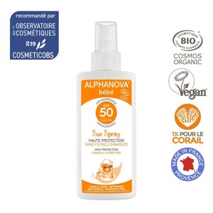 Kem chống nắng hữu cơ cho bé dạng xịt SPF50 Alphanova 125g