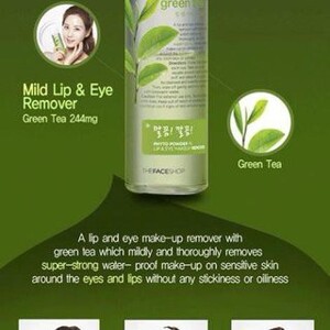 Kem tẩy trang mắt môi trà xanh Phyto Powder In Lip Eye Makeup Remover Green Tea TheFaceShop - 100 ml