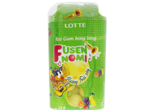 Kẹo gum bong bóng Lotte Fusen Nomi hương trái cây hũ 15g