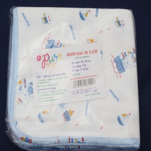 Khăn sữa In Pure 3 lớp 28*32 (10c)