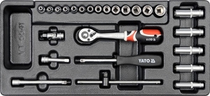 Khay bộ tuýp tay vặn tông hợp 1/4" 25 chi tiết Yato yt-5541