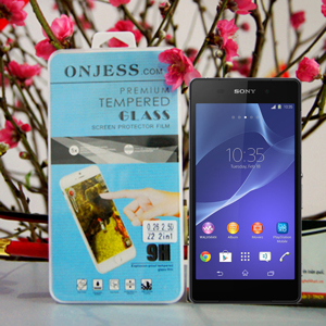 Kính cường lực Xperia Z2 hiệu Onjess 2 mặt, trong suốt, 9H