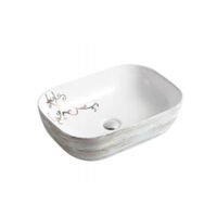 Lavabo chữ nhật bo cạnh hoa văn NL-LB04