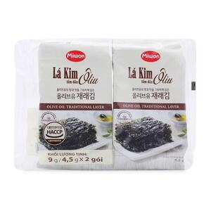 Lốc 2 gói lá kim tẩm dầu oliu Miwon 9g