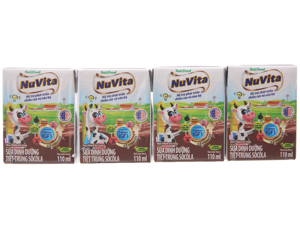 Lốc 4 hộp sữa tiệt trùng socola Nuvita 110ml