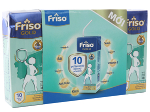 Lốc 4 hộp sữa uống dinh dưỡng Friso Gold vani hộp 180ml