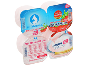 Lốc 4 hũ sữa chua ăn Lothamilk mứt dâu 100g