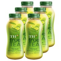 Lốc 6 chai trà xanh vị chanh tự nhiên TH True Tea 350ml