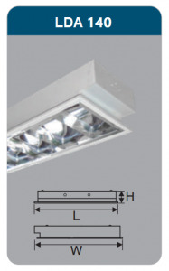 Máng đèn phản quang âm trần 1x18w Duhal LDA140