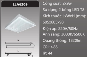 Máng đèn tán quang âm trần chụp Mica LLA6209