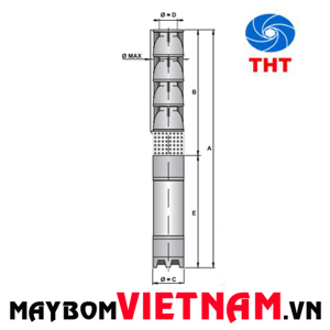 Máy bơm giếng chìm Ircem hiệu Jet 8 inch SG8D/6C + 8P600  60HP