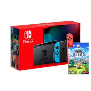 Máy chơi game nintendo switch với neon blue kèm 2 game zelda breath of the wild zelda link s awakening model 2019