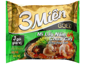 Mì 3 Miền Gold lẩu nấm chua cay gói 75g