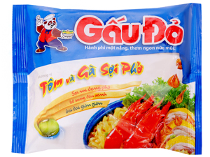 Mì Gấu Đỏ tôm và gà sợi phở gói 63g