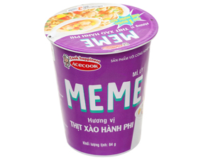 Mì Meme thịt xào hành phi ly 64g