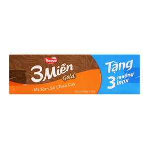 Mì tôm sú chua cay 3 Miền Gold Reeva thùng 30 gói x 75g