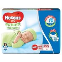 Miếng lót sơ sinh Huggies NB1 - 100 miếng (Cho bé dưới 5kg)