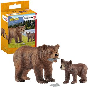 Mô hình Mẹ con gấu xám Schleich 42473