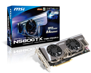 Card đồ họa (VGA Card) MSI N580GTX Twin Frozr II/OC - GeForce GTX 580, GDDR5 1536MB, 384 bits, PCI-E 2.0