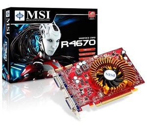 Card đồ họa (VGA Card) MSI R4670-2D1G/D3 - ATI Radeon HD 4670, 1GB, DDR3, 128-bit, PCI Express x16 2.0