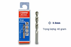 Mũi khoan Inox, thép cobalt 3.5mm CFCooper HCM035 - Hộp 10 mũi