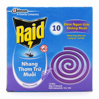 Nhang thơm trừ muỗi Raid 10 khoanh hương lavender 120g