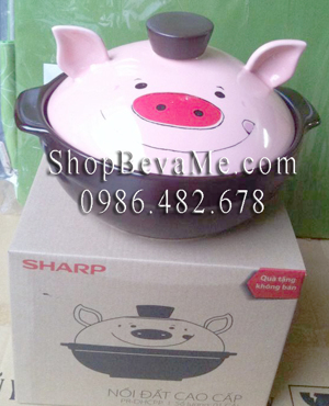 Nồi đất Donghwa Sharp 19cm nắp hình heo