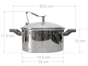 Nồi inox 3 đáy nắp kính 20 cm Delites 001NTA