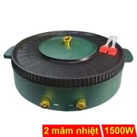 Nồi lẩu nướng 2 mâm nhiệt Nineshield KB-518L có 2 nút chỉnh nhiệt độc lập