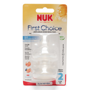 Cặp núm ti silicone bình cổ rộng số 2 Nuk 721223 - size L