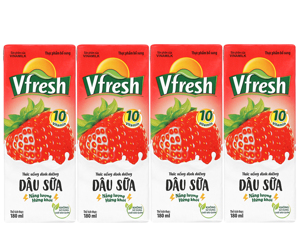 Nước dâu sữa Vfresh - Lốc 4 hộp 180ml