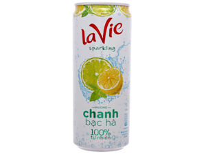 Nước giải khát có gas La Vie Sparkling hương chanh bạc hà 330ml