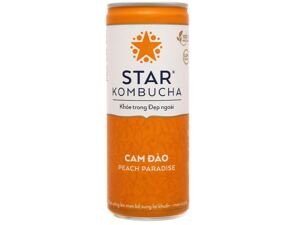 Nước trái cây Star Kombucha vị cam đào Thùng 12 lon 250ml