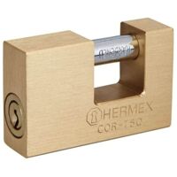 Ổ khoá cầu ngang thân đồng inox chống cắt 75mm Hermex COR-75Q