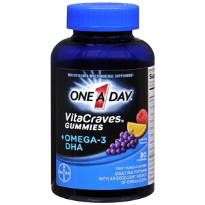 One A Day VitaCraves Gummies Omega-3 DHA - Viên bổ sung vitamin và khoáng chất cho cơ thể, 80 viên