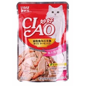 Pate mèo Ciao cá ngừ topping cá hồi gói 60gr