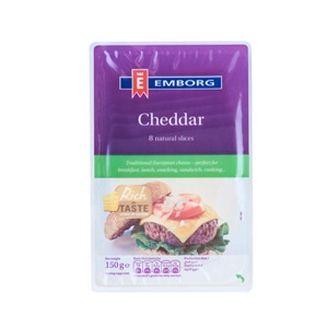 Phô mai Cheddar cắt lát Emborg – 8 miếng/150g