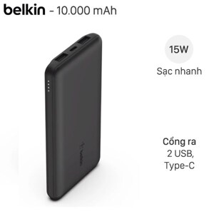 Pin sạc dự phòng Polymer 10.000 mAh Type C 15W PD Belkin Pocket Power BPB011