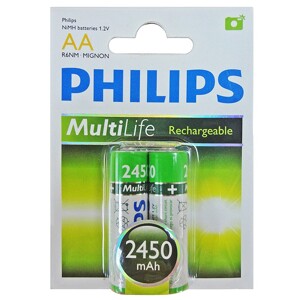 Pin Sạc Philips NiMH AA 2450mAh R6B2A245 (2 Viên AA)