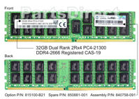 RAM HPE 32GB DDR4-2666MTs 2Rx4 Smart Kit 815100-B21