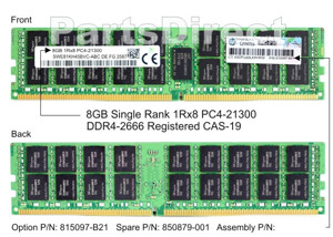 RAM HPE 8GB DDR4-2666MTs 1Rx8 Smart Kit 815097-B21