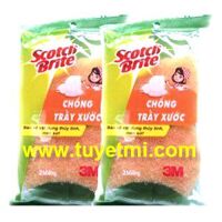 Set 2 miếng rửa chén chống trầy xước Scotch- Brite - sợi cước vàng