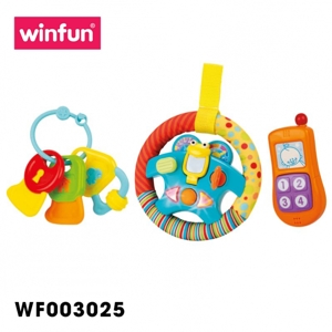 Set 3 món đồ chơi điện thoại Vô lăng phát nhạc kèm chìa khóa gặm nướu Winfun 3025