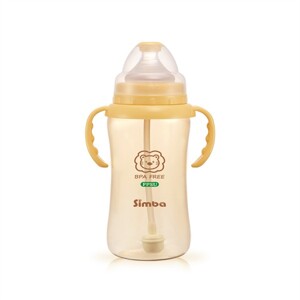 Bình sữa hồ lô cổ rộng tay cầm hút tự động tay cầm nhựa PPSU cho bé Simba S6183 - 360ml